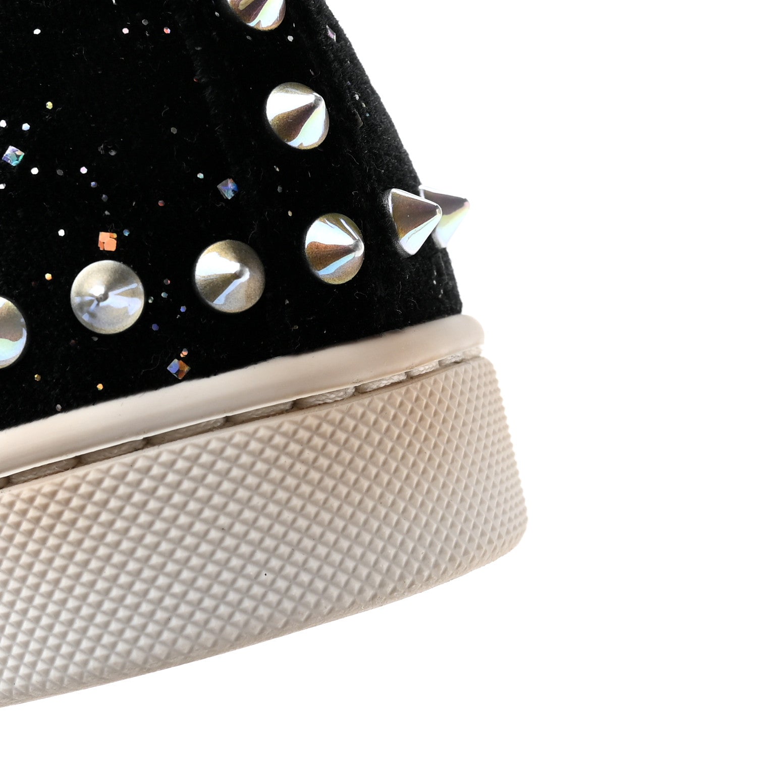Christian Louboutin Glitter Tennis Spikes Womens Pik Boat Sneakers 35.5 Black Multicolor 10 of 11