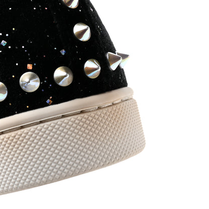 Christian Louboutin Glitter Tennis Spikes Womens Pik Boat Sneakers 35.5 Black Multicolor 10 of 11