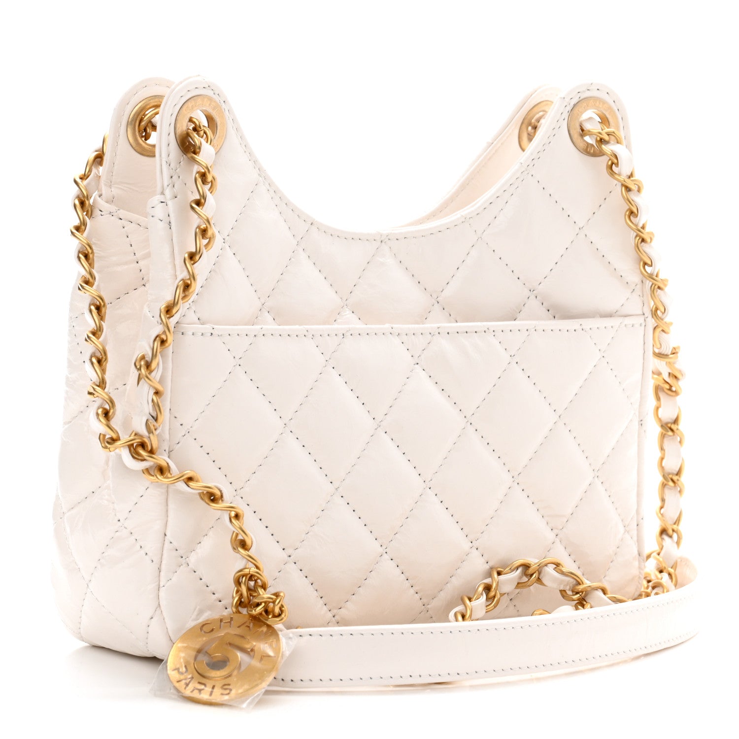Chanel Shiny Crumpled Calfskin Quilted Small Wavy CC Hobo White 3 of 11
