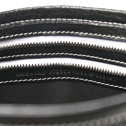 Balenciaga Agneau Arena Striped Patchwork Small Barbes Z Pouch with Handle Black White 8 of 8