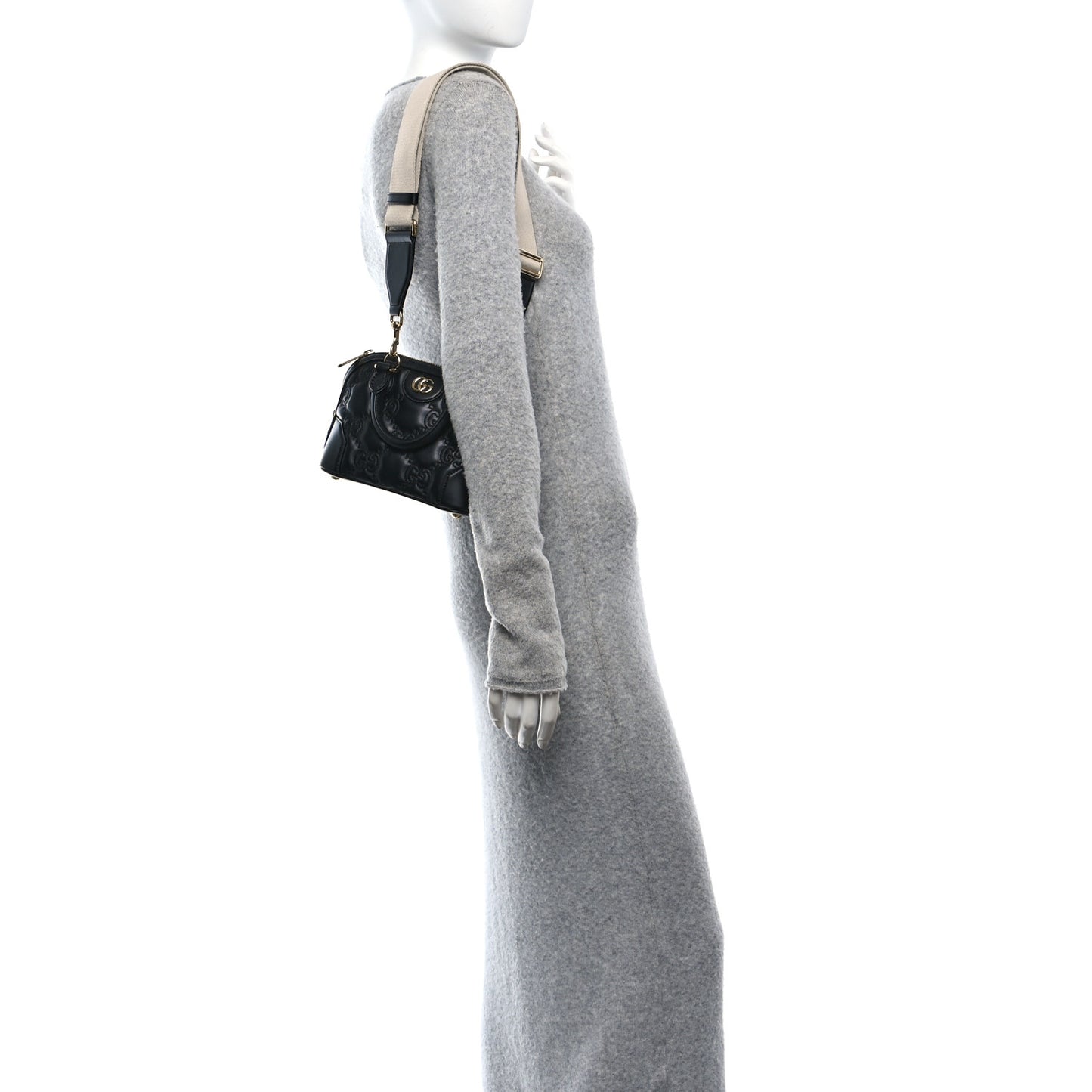 Calfskin GG Matelasse Mini Top Handle Bag Black