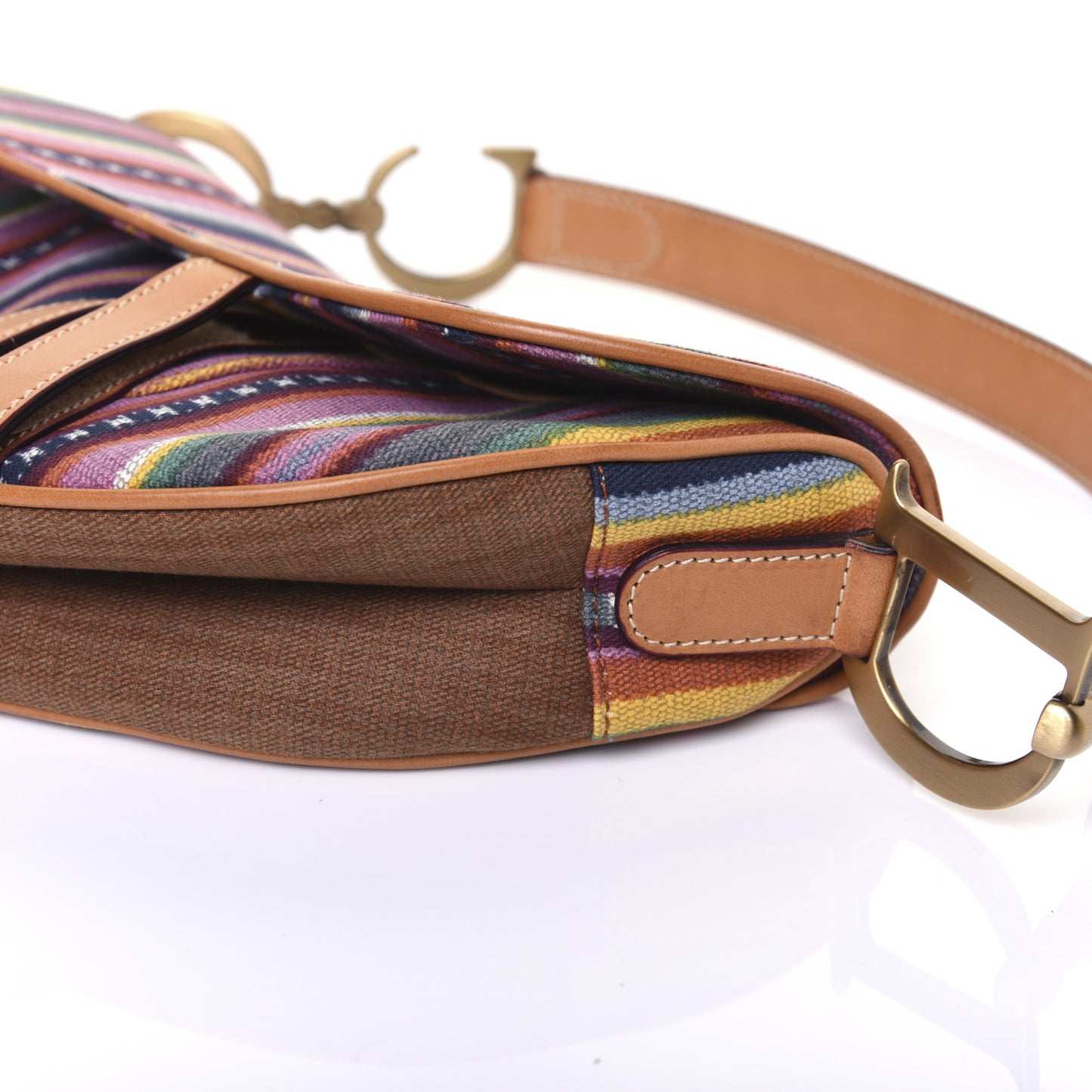 Canvas Striped Saddle Bag Multicolor
