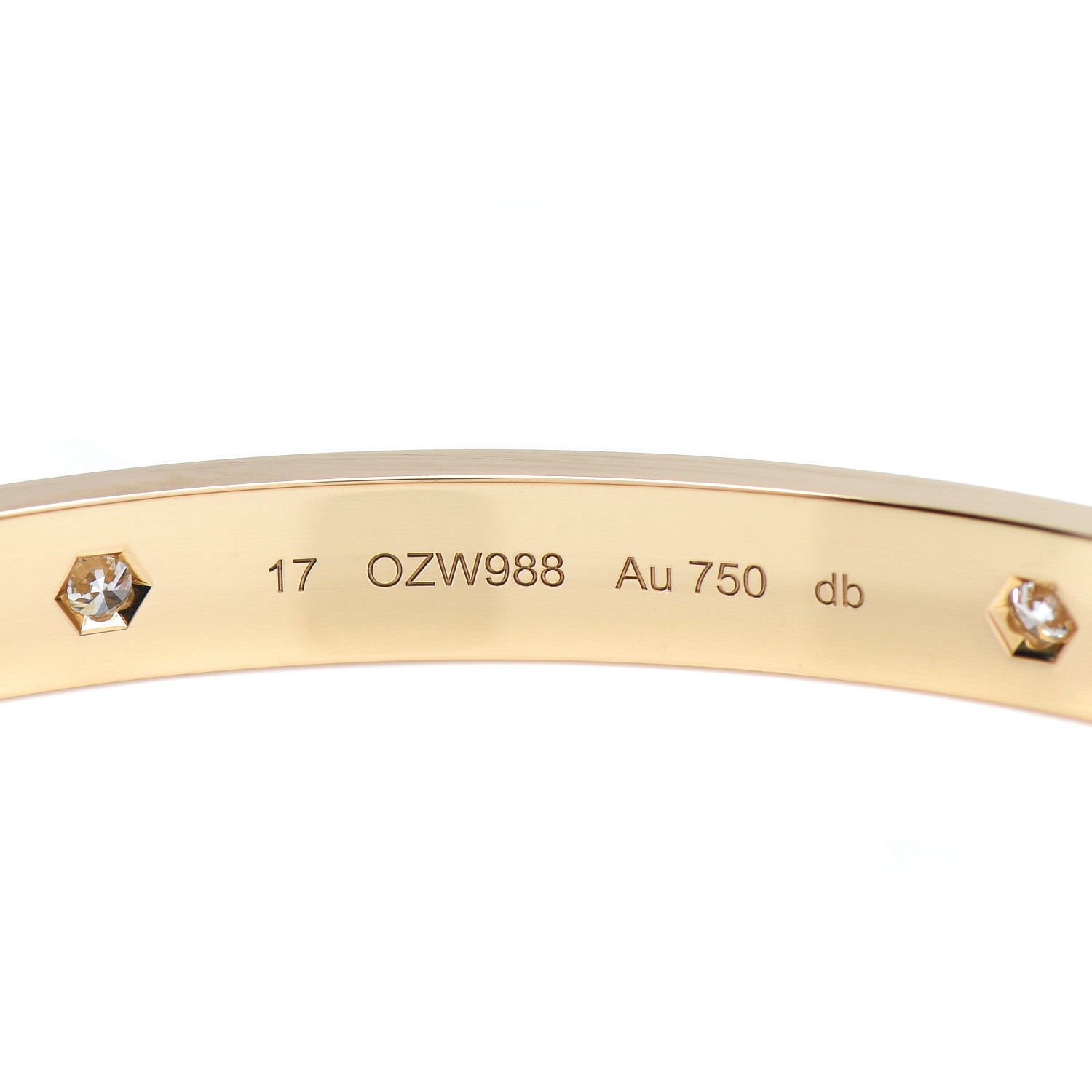Cartier 18K Yellow Gold 4 Diamond LOVE Bracelet 17 3 of 5