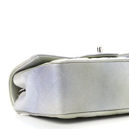 Chanel Metallic Goatskin Quilted Mini Rectangular Flap Grey Green 8 of 10