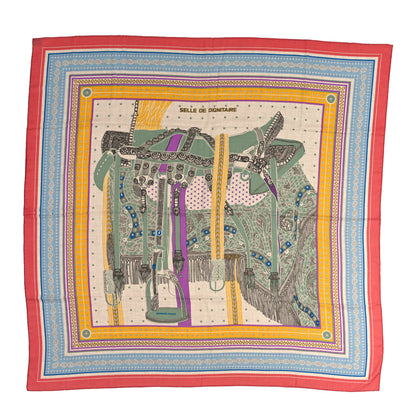 Hermes Cashmere Selle De Dignitaire Bandana Shawl 140 Vieux Rose Naturel 1 of 5