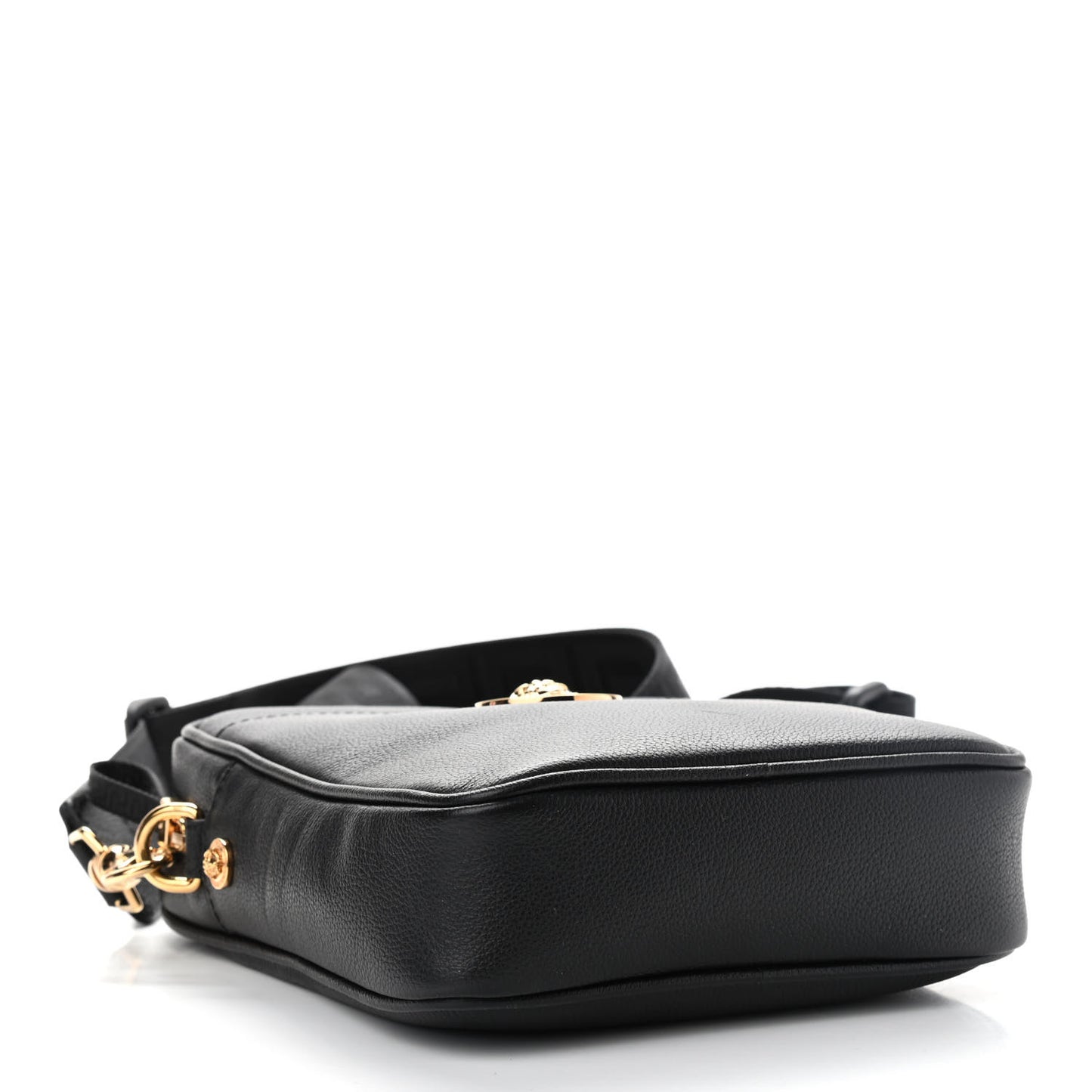 Grained Calfskin Small Medusa Messenger Bag Black