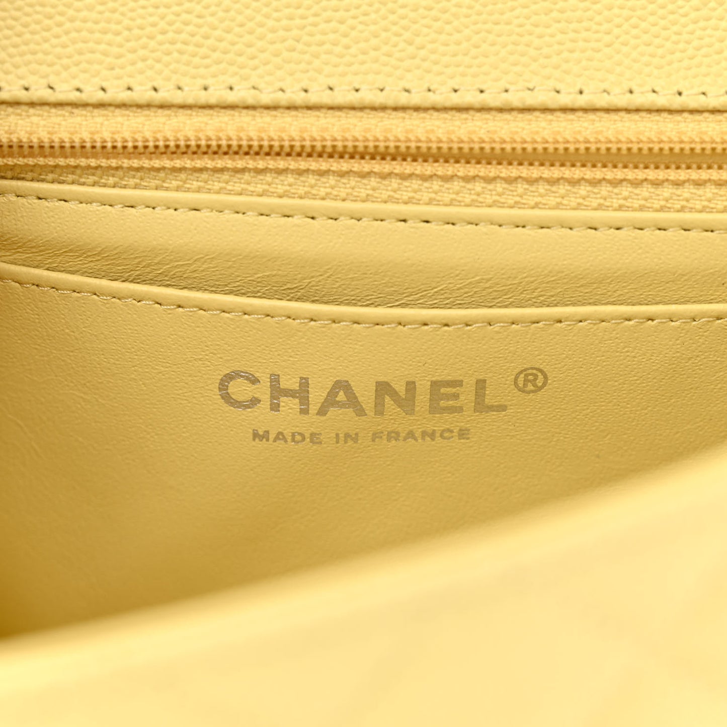 Caviar Quilted Mini Rectangular Flap Light Yellow