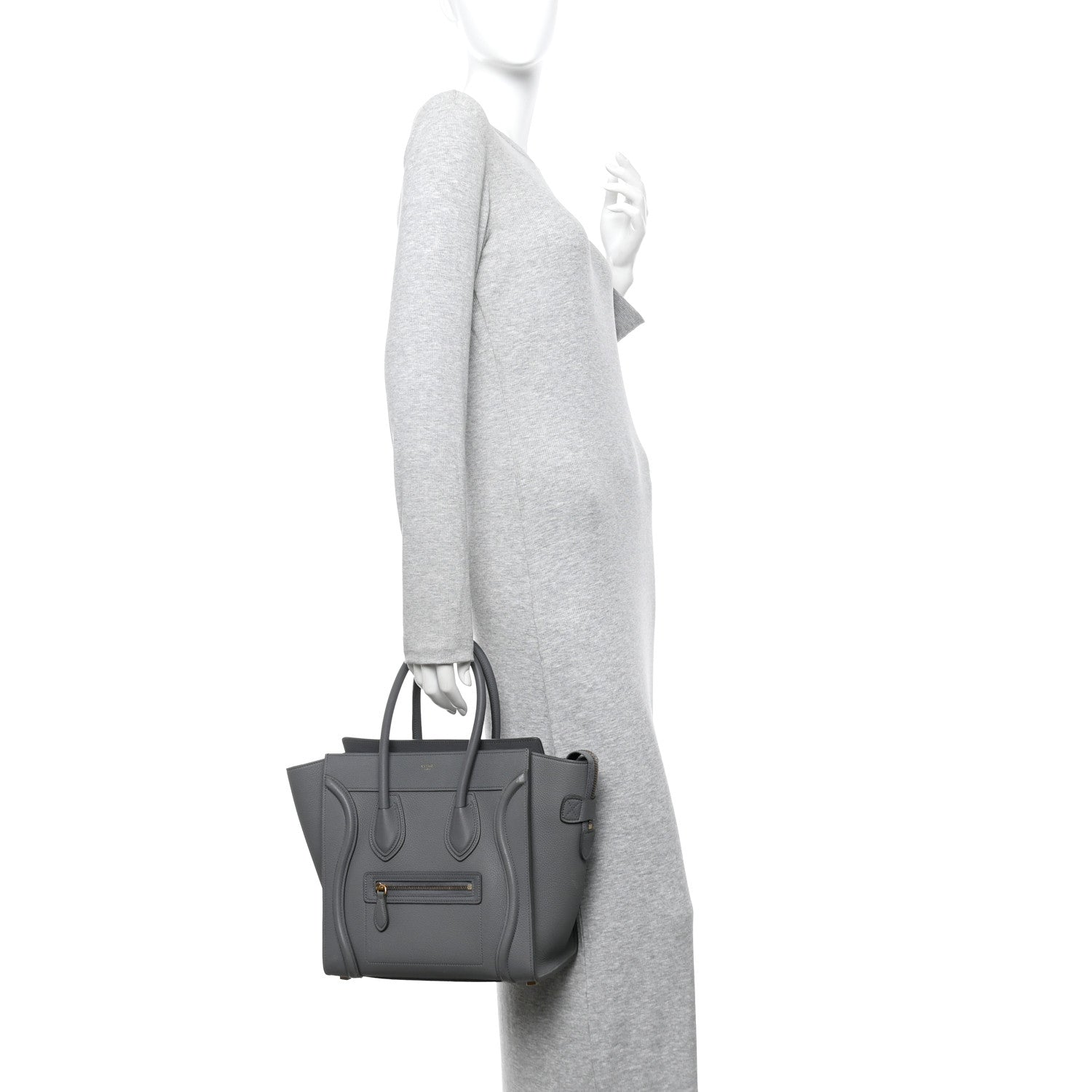 Celine Baby Drummed Calfskin Micro Luggage Kohl 2 of 16