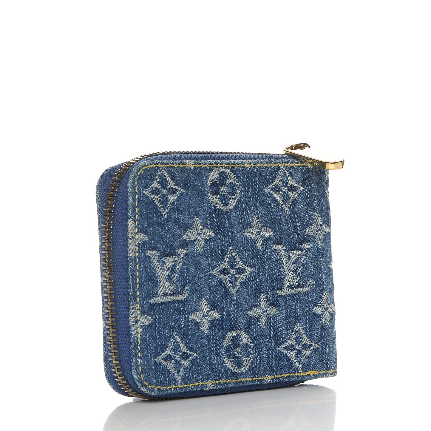 Denim Zip Compact Wallet Blue