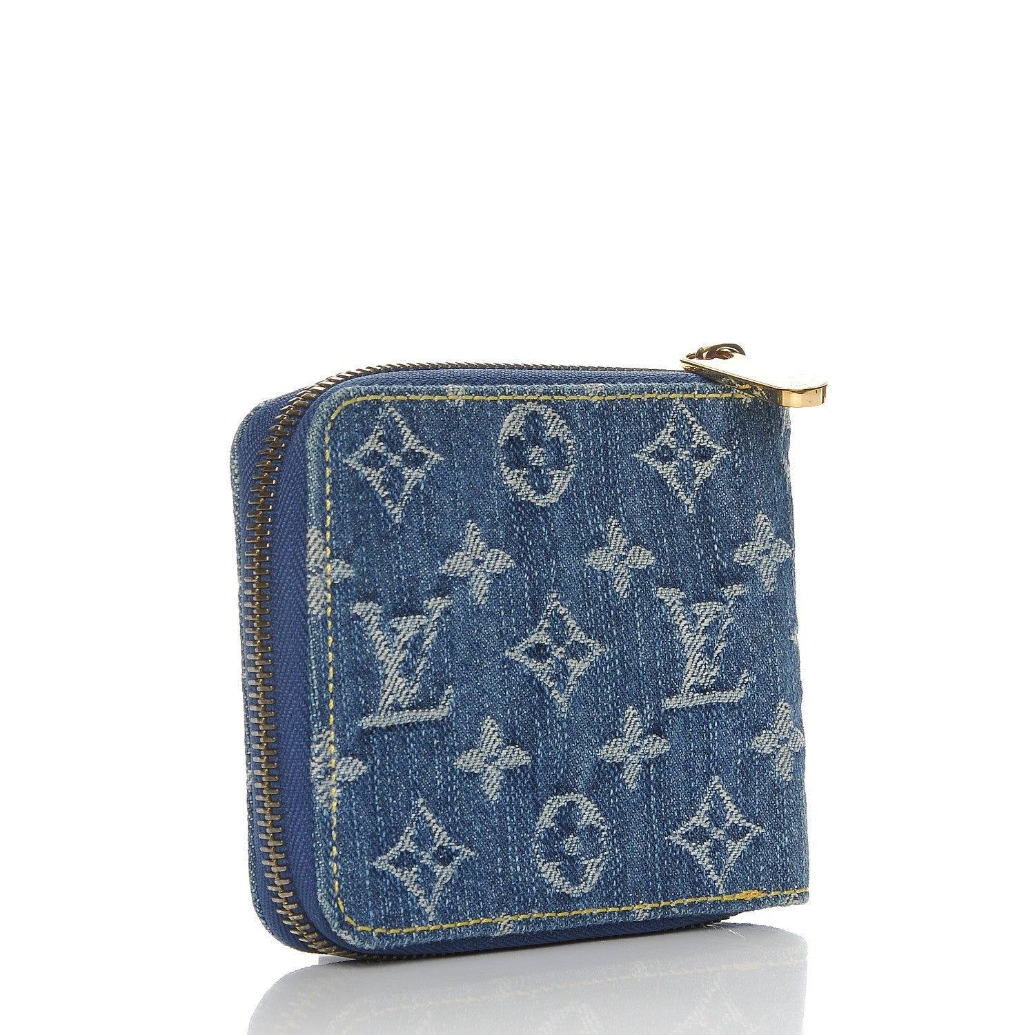 Louis Vuitton Denim Zip Compact Wallet Blue 3 of 7