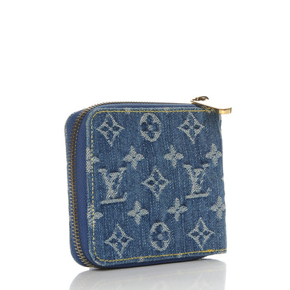 Louis Vuitton Denim Zip Compact Wallet Blue 3 of 7