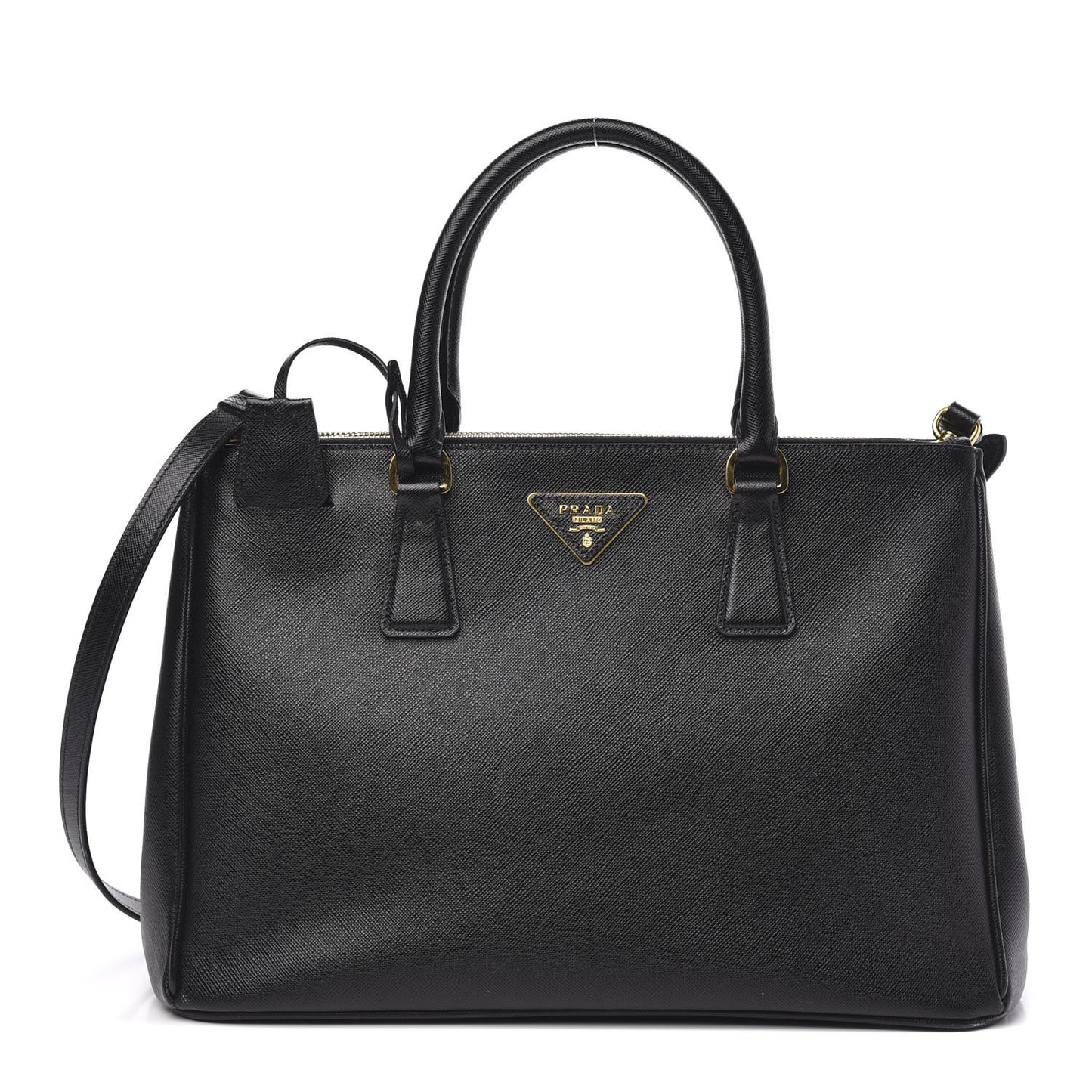 Saffiano Medium Galleria Double Zip Tote Black
