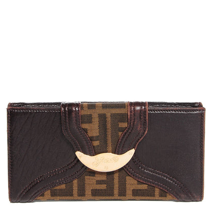 Fendi Zucca Nappa Nuvolata Vitello Tortuga Spy Continental Wallet Tobacco Moro 1 of 8