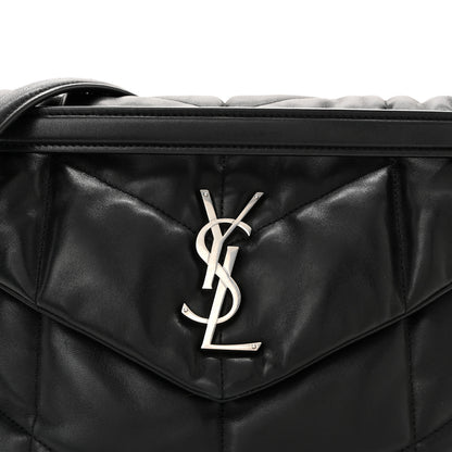 Saint Laurent Lambskin Quilted Medium Loulou Puffer Monogram Chain Satchel Black 8 of 10