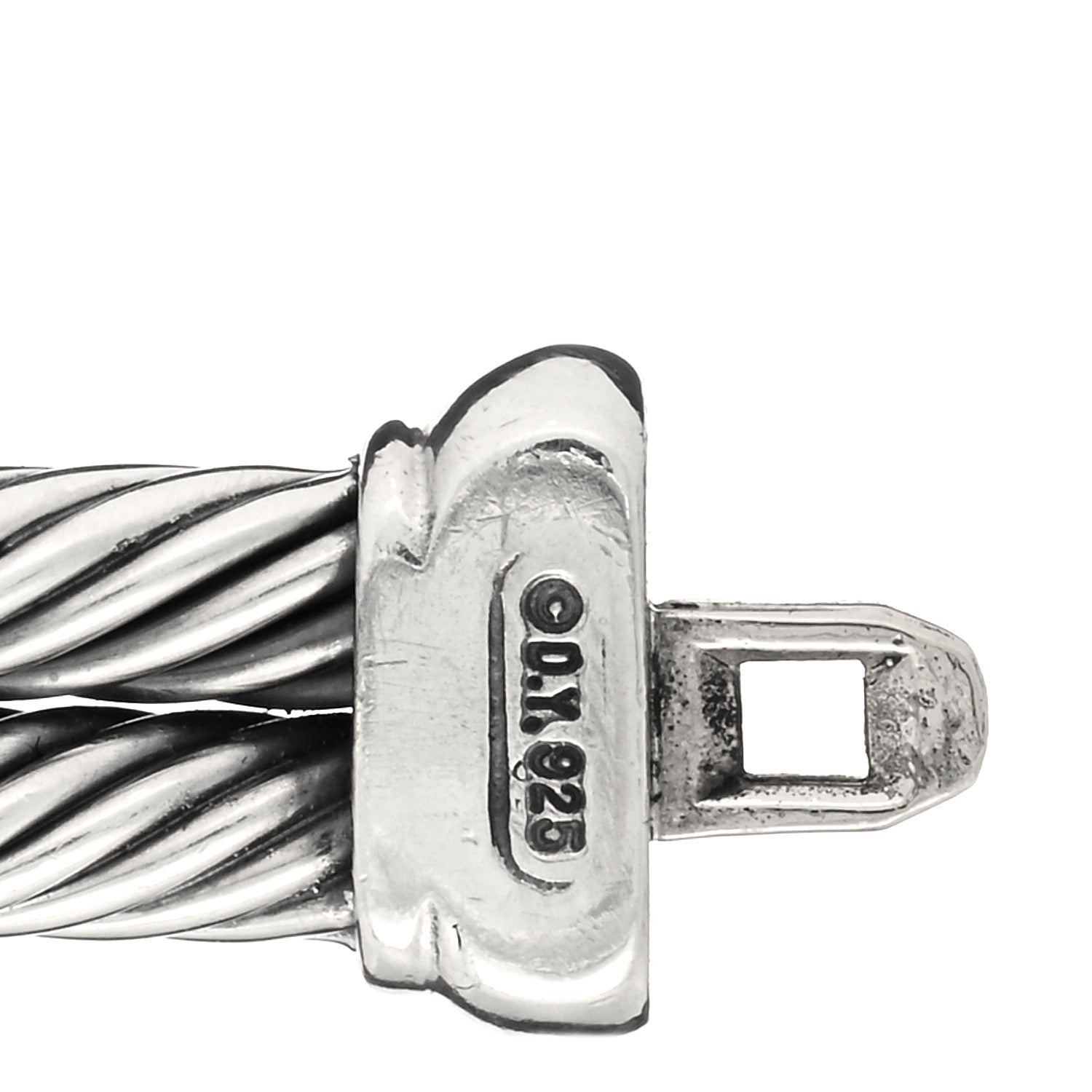 David Yurman Sterling Silver Diamond Double Cable Albion Bangle Bracelet 3 of 3