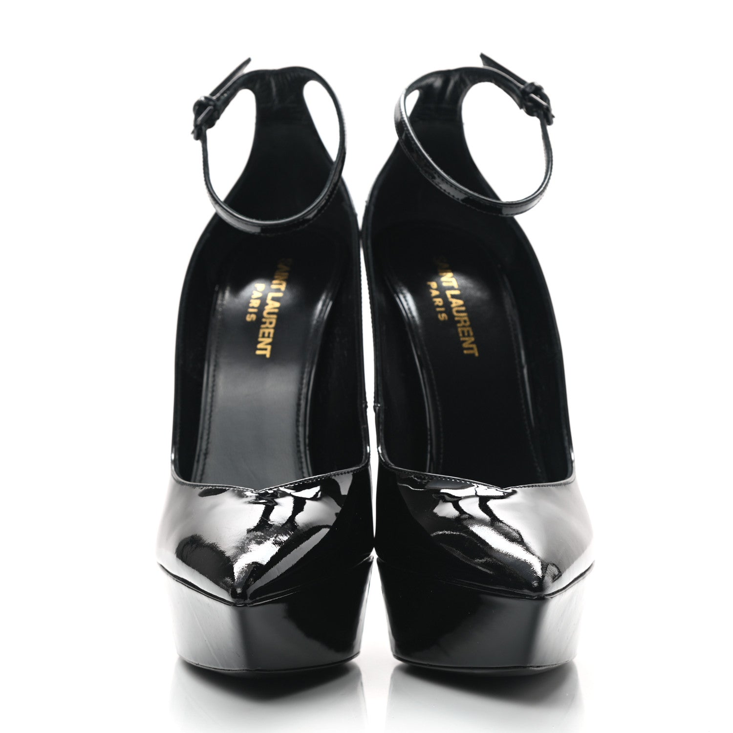 Saint Laurent Patent Calfskin Betty 110 Ankle Strap Pumps 38 Black 2 of 9