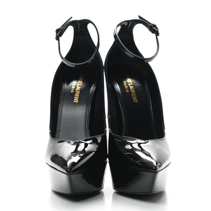 Saint Laurent Patent Calfskin Betty 110 Ankle Strap Pumps 38 Black 2 of 9