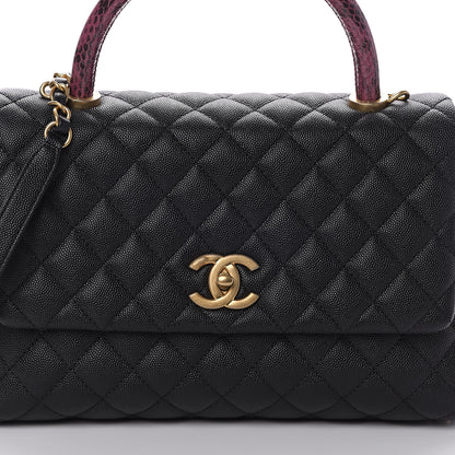 Chanel Caviar Elaphe Quilted Small Coco Handle Flap Black 6 of 8