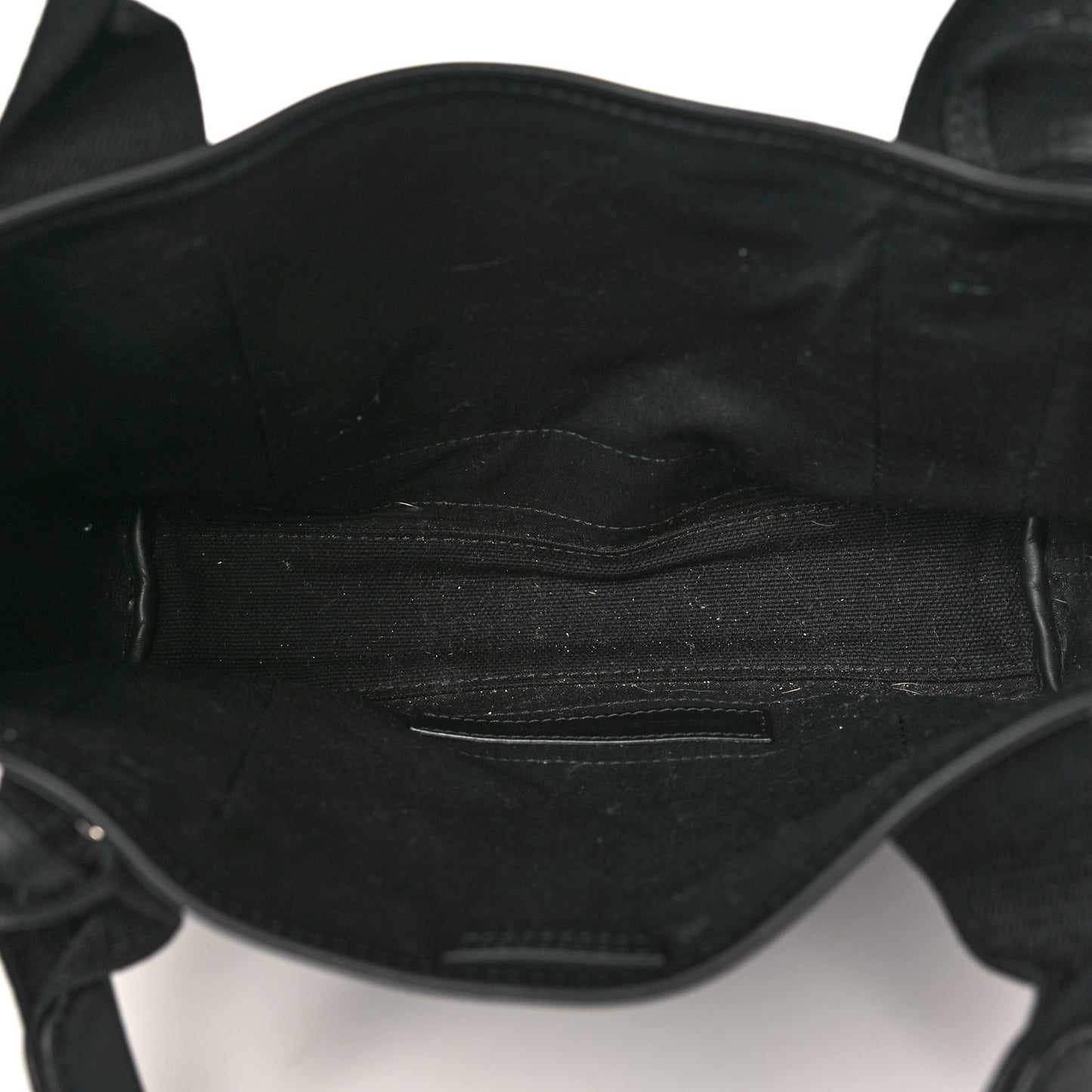 Cotton Canvas Calfskin Logo Print Navy Cabas XS Black White