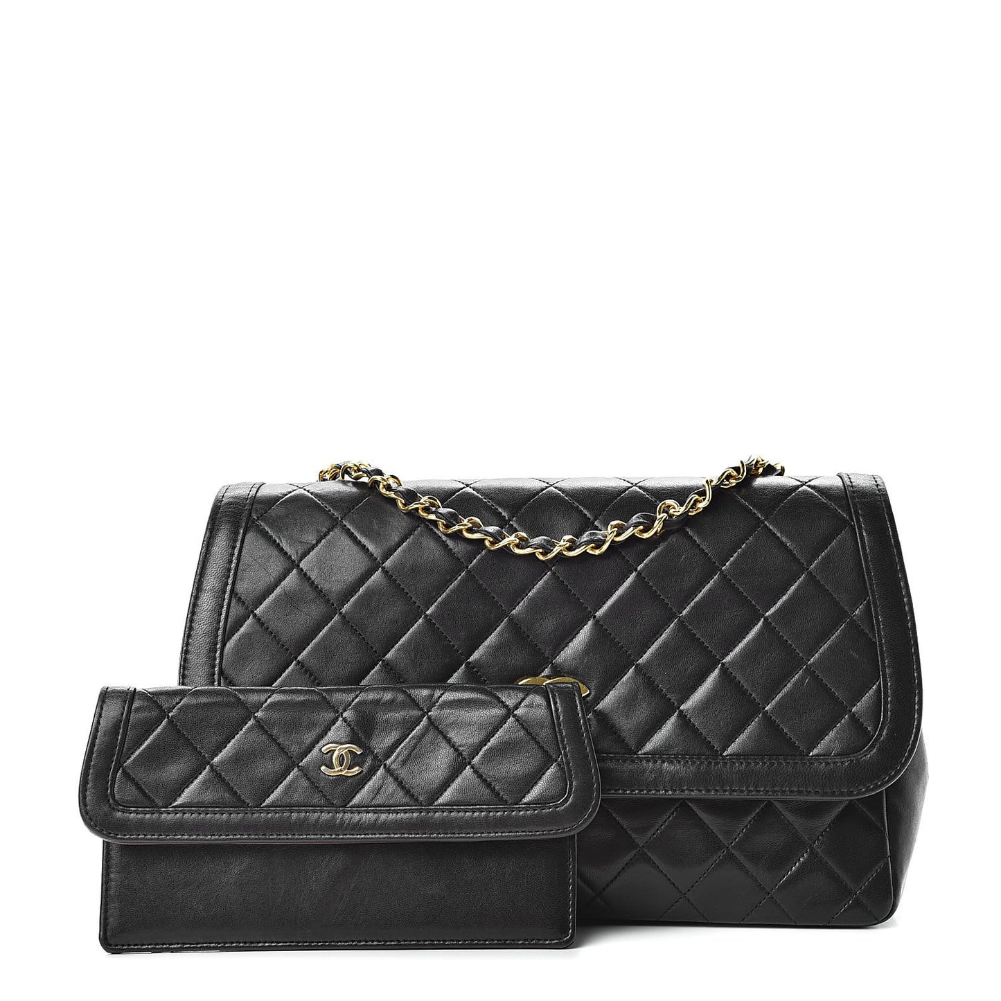 Lambskin Quilted Medium Single Flap Black