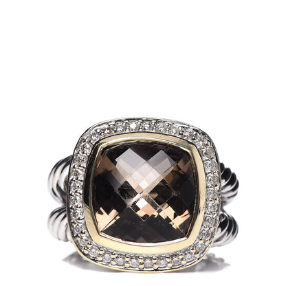 David Yurman Sterling Silver 18K Yellow Gold Diamond Smoky Quartz 11mm Albion Ring 54 6.75 1 of 5