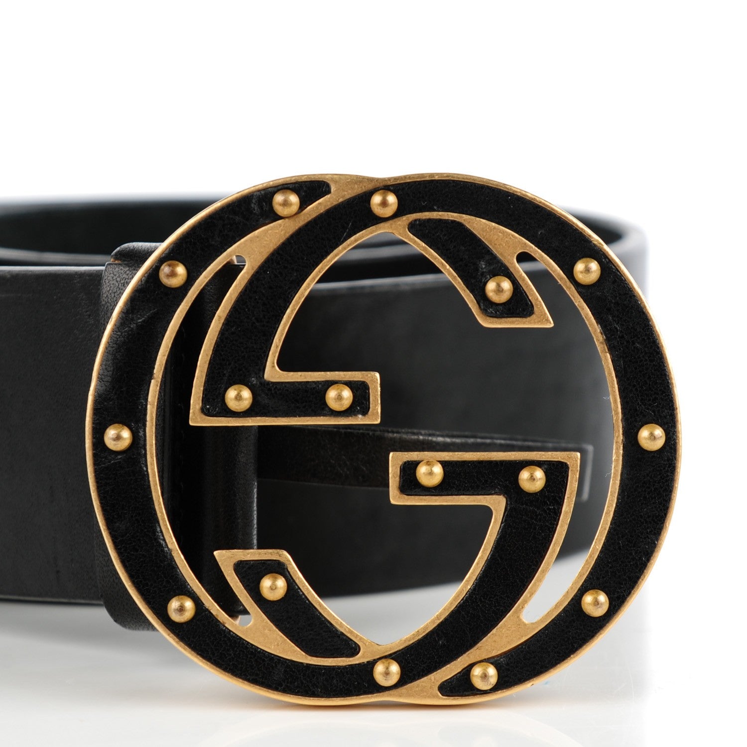 Gucci Calfskin Studded Interlocking G Belt 85 34 Black 3 of 6