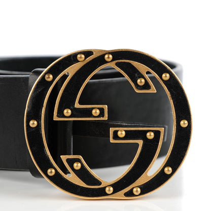 Gucci Calfskin Studded Interlocking G Belt 85 34 Black 3 of 6