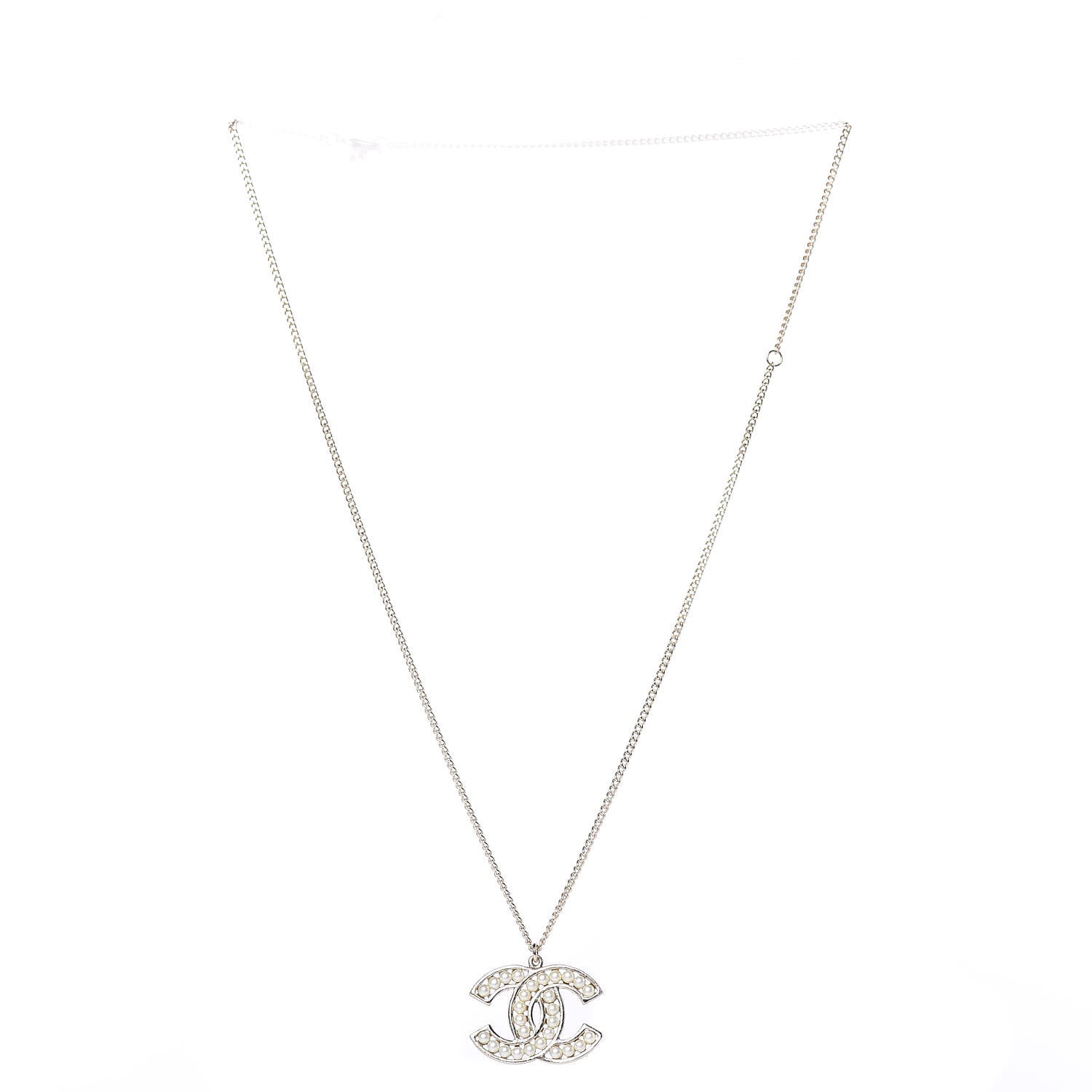 Chanel Pearl CC Pendant Necklace Light Gold 3 of 5