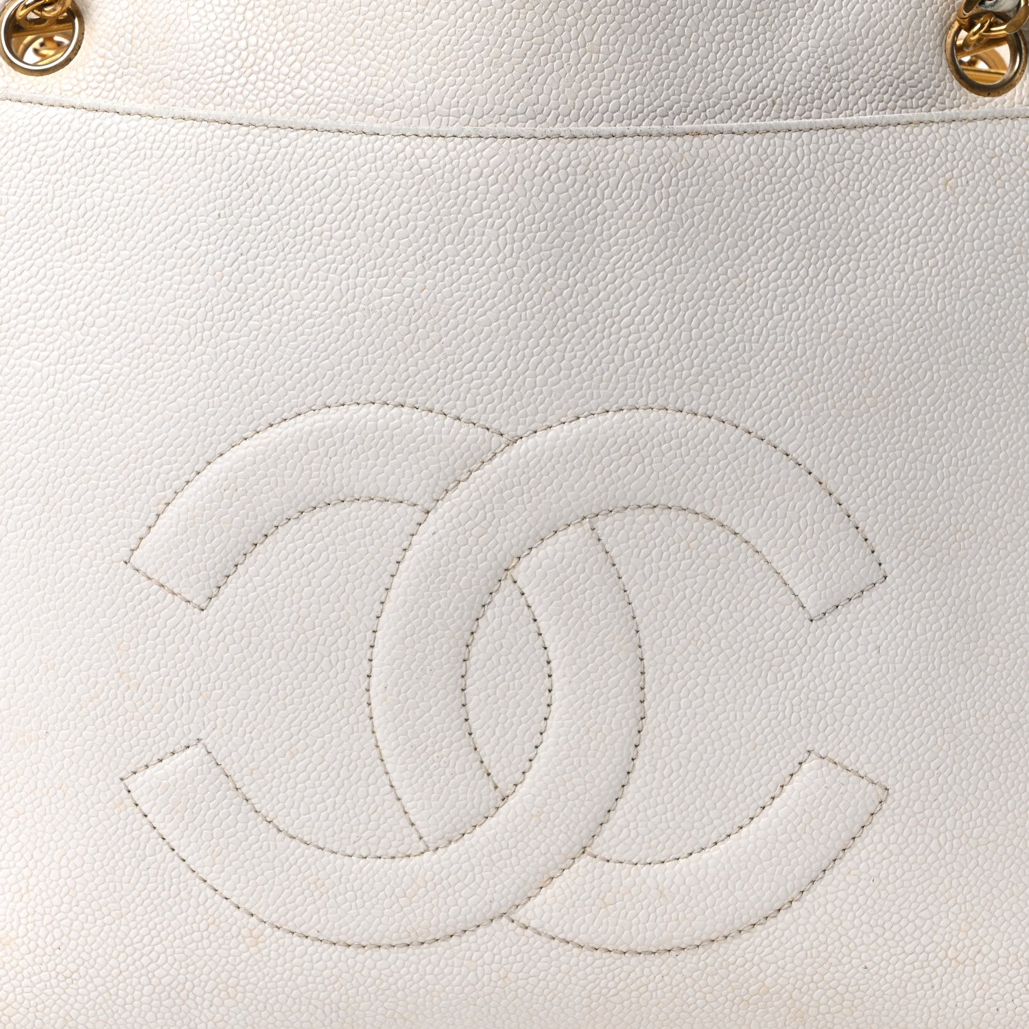 Chanel Caviar Flap Shoulder Bag White 9 of 11
