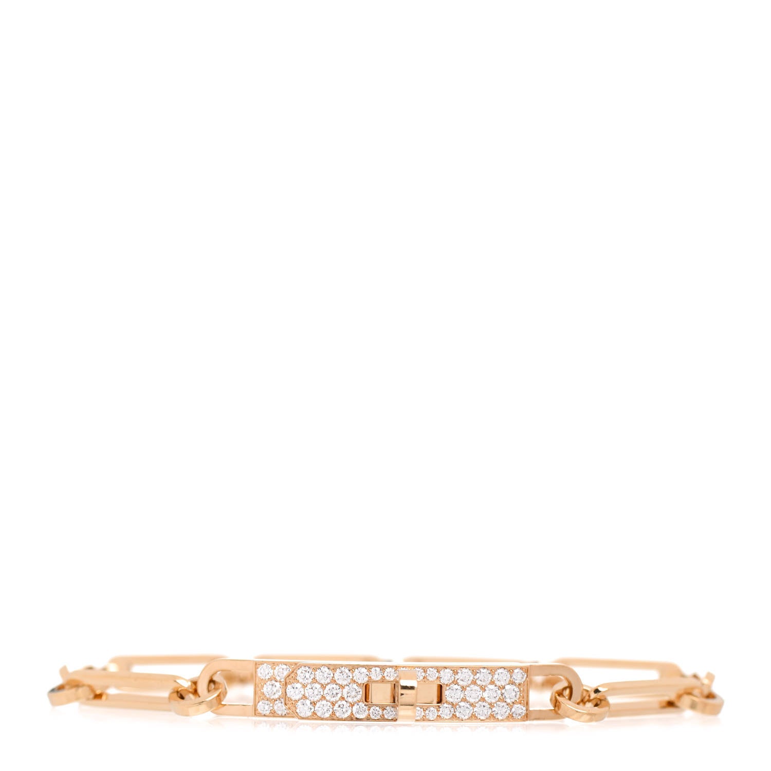 Hermes 18K Yellow Gold Diamond Pave PM Kelly Chaine Bracelet SH 1 of 5