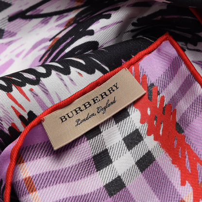 Burberry Silk Vintage Check Scribble Print Scarf Fuchsia 4 of 4