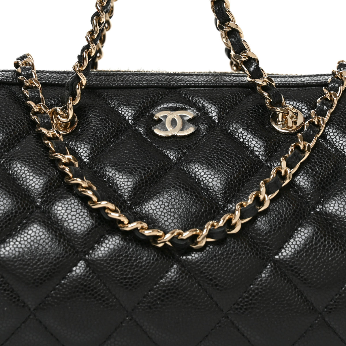 Chanel Caviar Quilted Barrel Clutch With Chain  Black 8 of 11