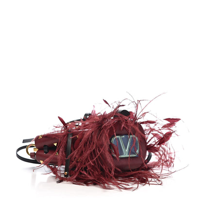 Valentino Garavani Calfskin Feather VLogo Bucket Bag Cerise 4 of 10