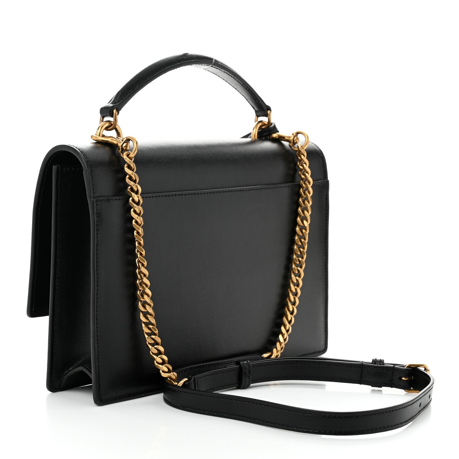 Saint Laurent Smooth Calfskin Medium Monogram Sunset Satchel Black 3 of 10