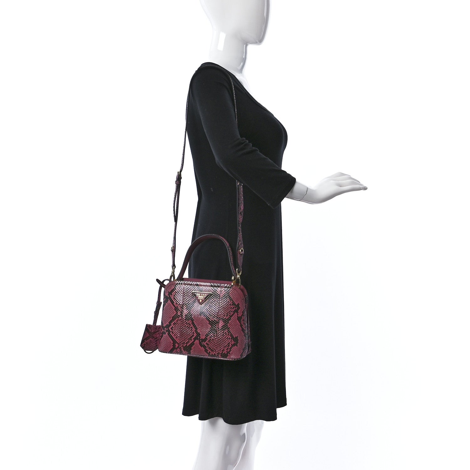 Prada Snakeskin Micro Matinee Tote Burgundy 2 of 8