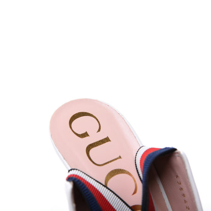 Gucci Malaga Kid Web Sylvie High Heel Slingback Pumps 38.5 White 12 of 18