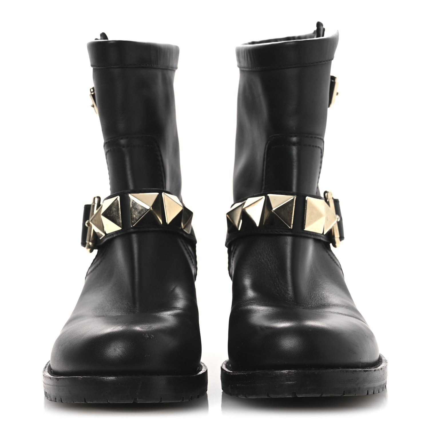Valentino Garavani Calfskin Lock Studded 30mm Biker Boots 38 Black 3 of 13