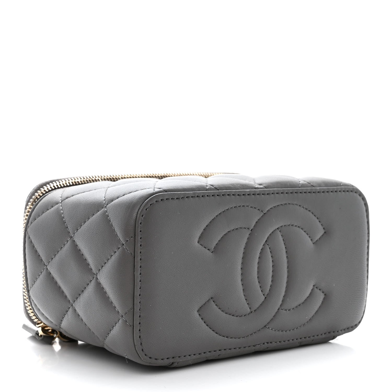Chanel Lambskin Quilted Small Top Handle Vanity Case With Chain Dark Grey 4 of 12
