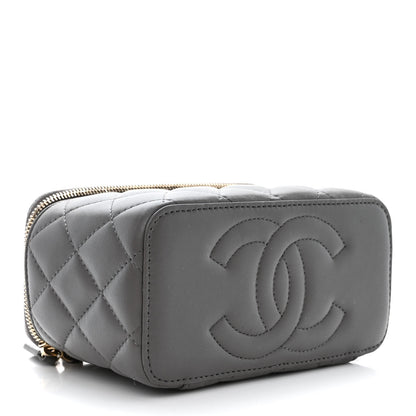 Chanel Lambskin Quilted Small Top Handle Vanity Case With Chain Dark Grey 4 of 12