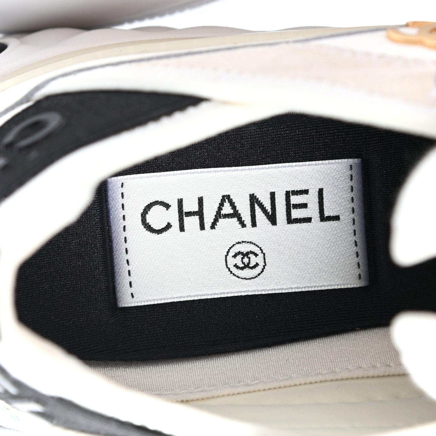 Velvet Calfskin Mixed Fibers CC Sneakers 37 Ivory Black