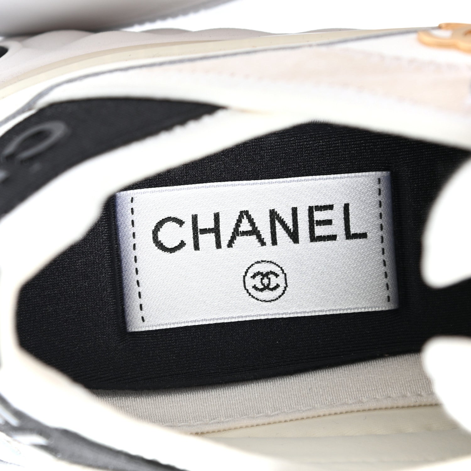 Chanel Velvet Calfskin Mixed Fibers CC Sneakers 37 Ivory Black 7 of 8