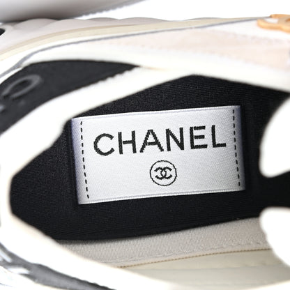 Chanel Velvet Calfskin Mixed Fibers CC Sneakers 37 Ivory Black 7 of 8