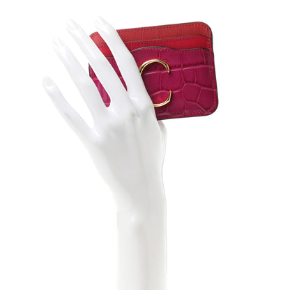 Chloe Crocodile Embossed Calfskin C Card Holder Graphic Pink 2 of 7