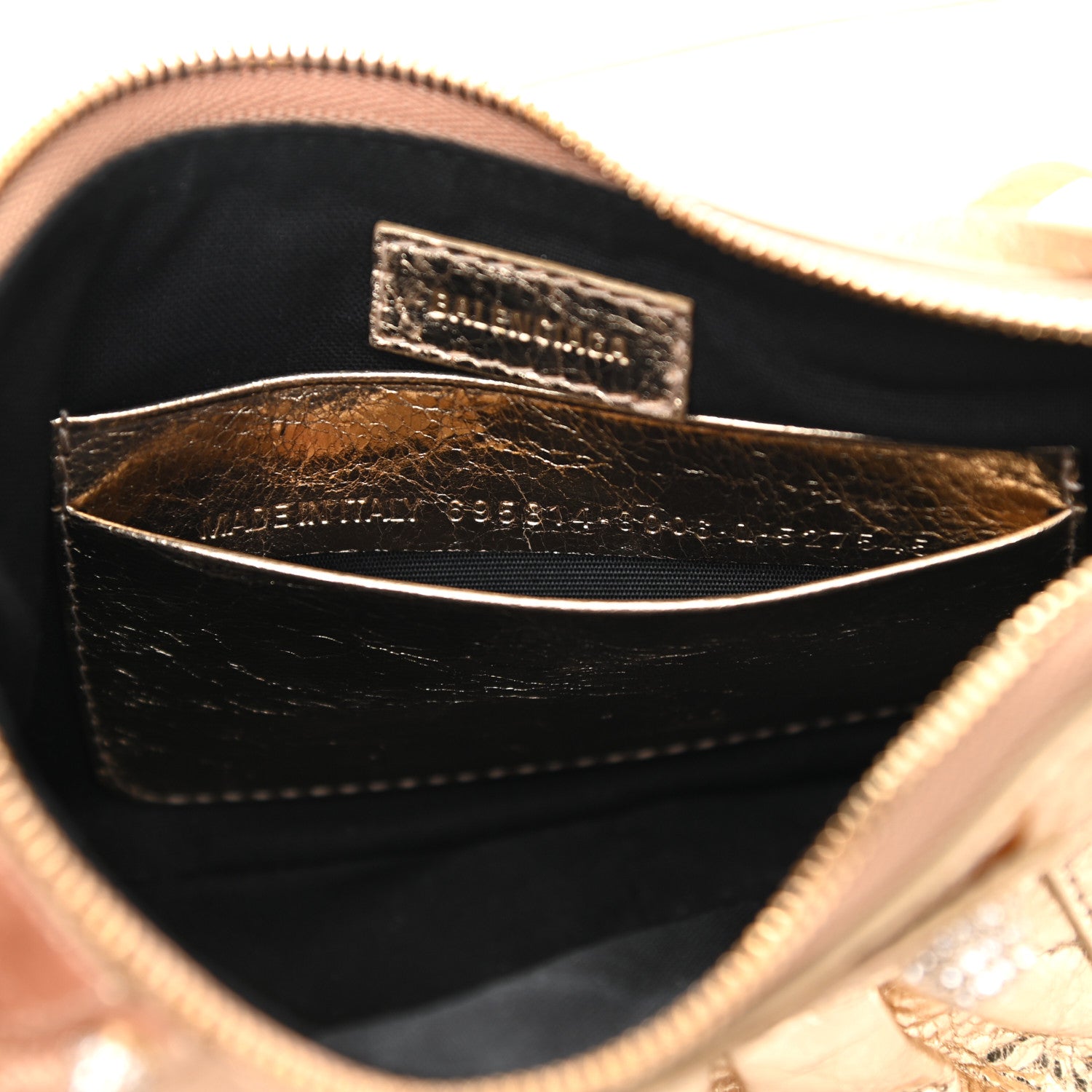 Balenciaga Metallic Arena Agneau Crystal Le Cagole Mini Purse With Chain Light Gold 7 of 11