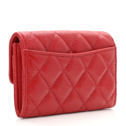 Chanel Caviar Quilted Flap Card Holder Wallet Red 3 of 9
