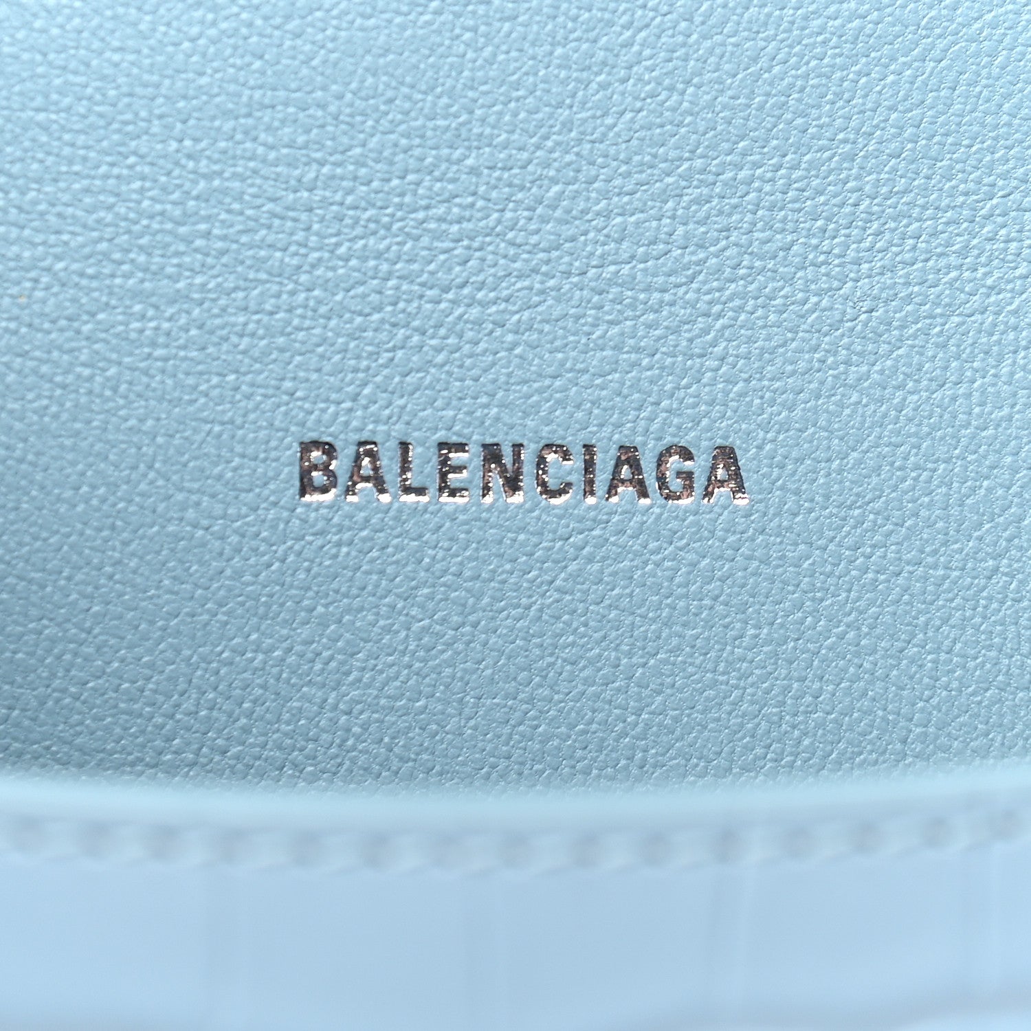 Balenciaga Shiny Calfskin Crocodile Embossed Hourglass Top Handle Bag XS Blue Grey 6 of 8
