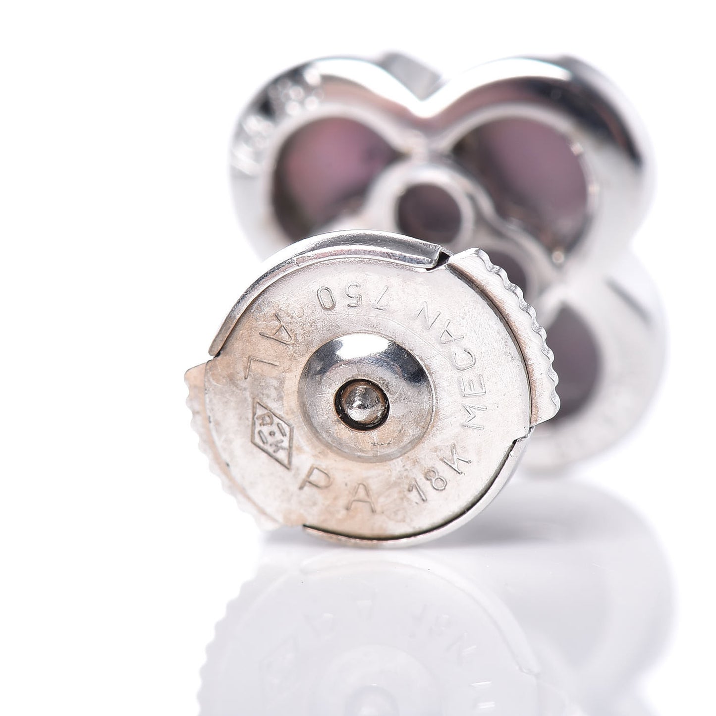 18K White Gold Mother of Pearl Pure Alhambra Earrings