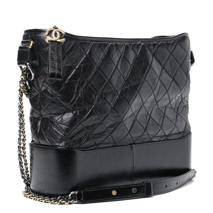 Chanel Aged Calfskin Quilted Large Gabrielle Hobo Black 2 of 5