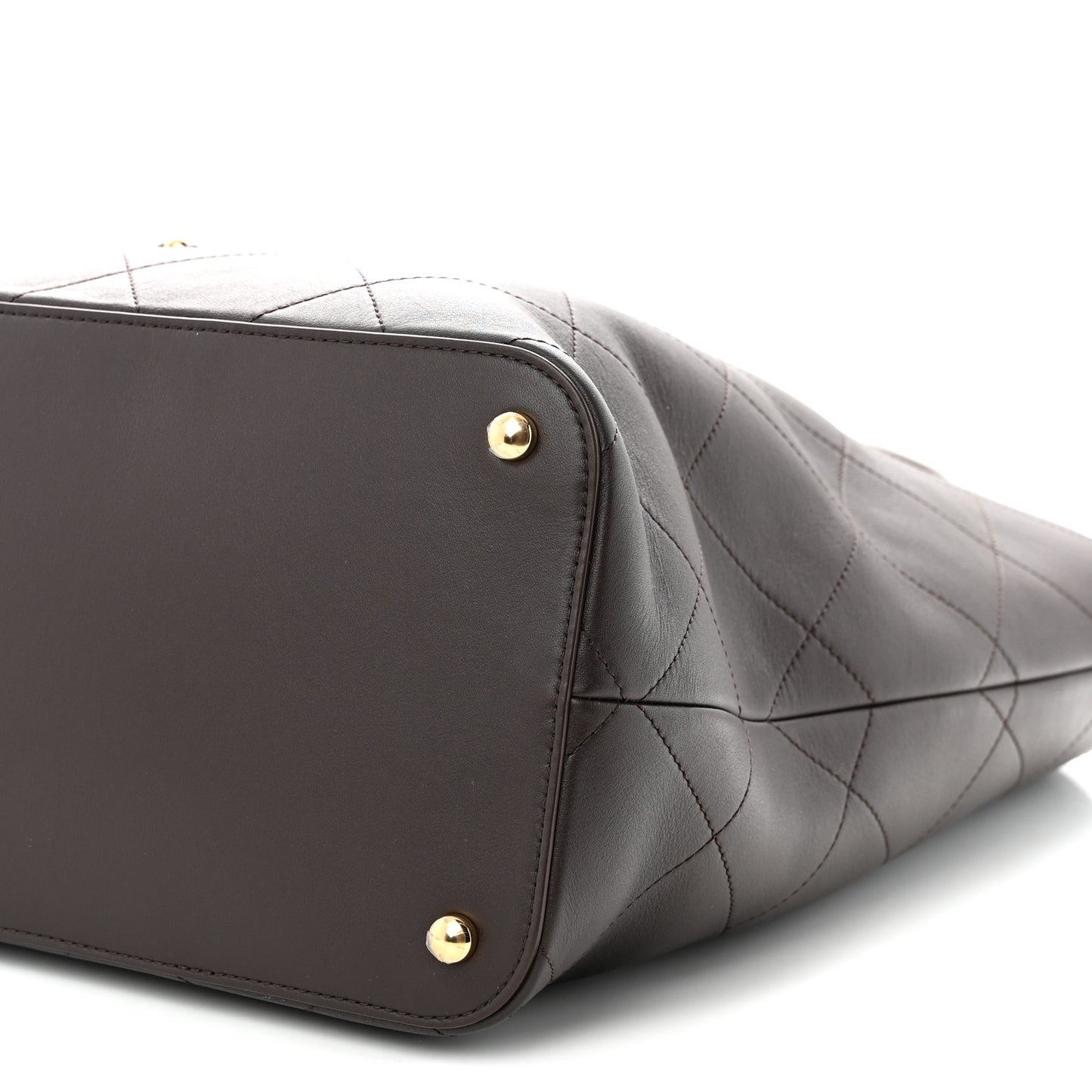Calfskin Stitched Maxi Shopping Bag Dark Brown
