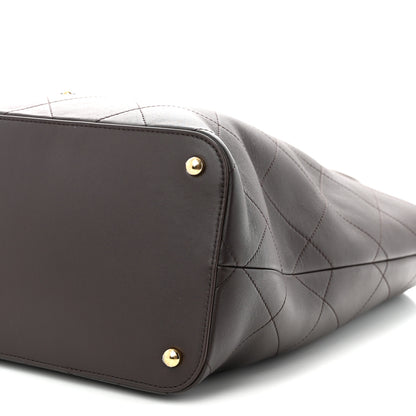 Chanel Calfskin Stitched Maxi Shopping Bag Dark Brown 10 of 11